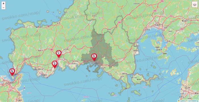 山口県のココカラファイン系列いろいろの店舗地図