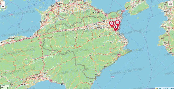 徳島県のココカラファイン系列いろいろの店舗地図