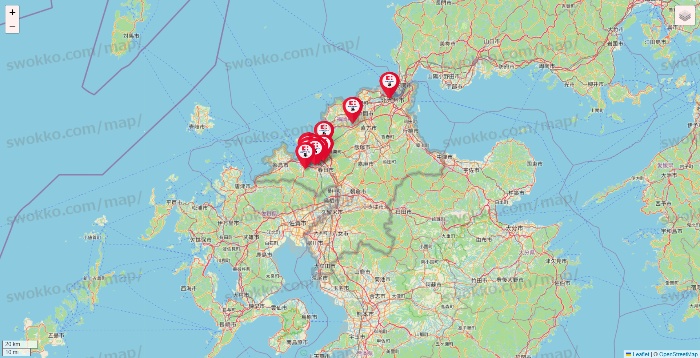 福岡県のココカラファイン系列いろいろの店舗地図