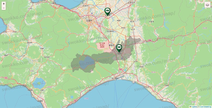 北海道の珈琲館の店舗地図