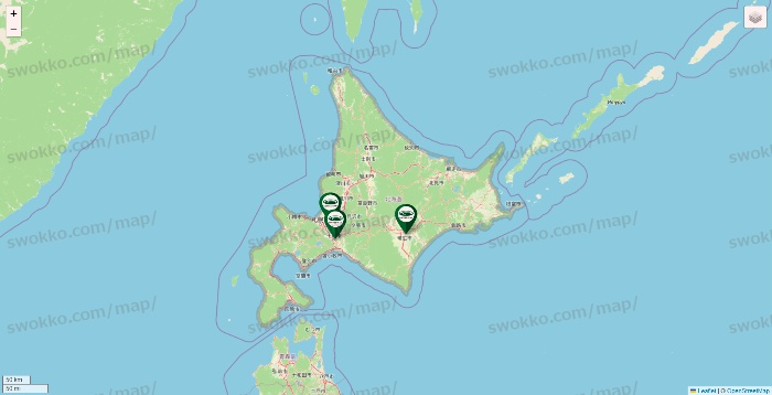 北海道の珈琲館の店舗地図