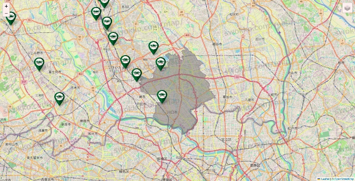 埼玉県の珈琲館の店舗地図