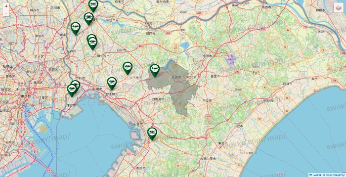 千葉県の珈琲館の店舗地図