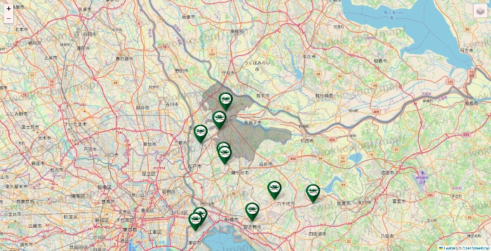 千葉県の珈琲館の店舗地図