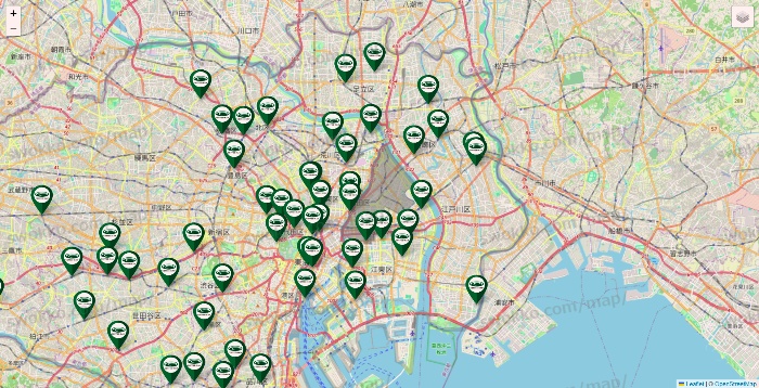 東京都の珈琲館の店舗地図