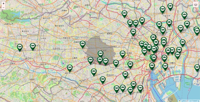 東京都の珈琲館の店舗地図