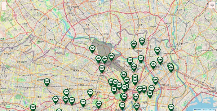 東京都の珈琲館の店舗地図