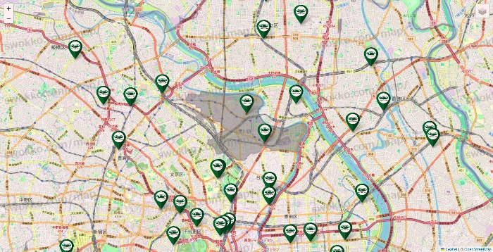 東京都の珈琲館の店舗地図