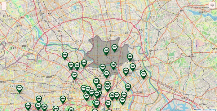 東京都の珈琲館の店舗地図