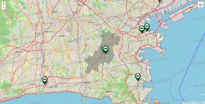 神奈川県の珈琲館の店舗地図