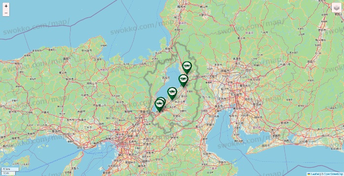 滋賀県の珈琲館の店舗地図