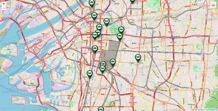 大阪府の珈琲館の店舗地図