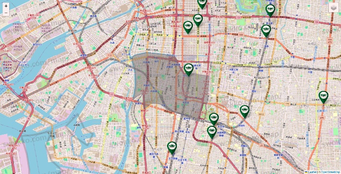 大阪府の珈琲館の店舗地図