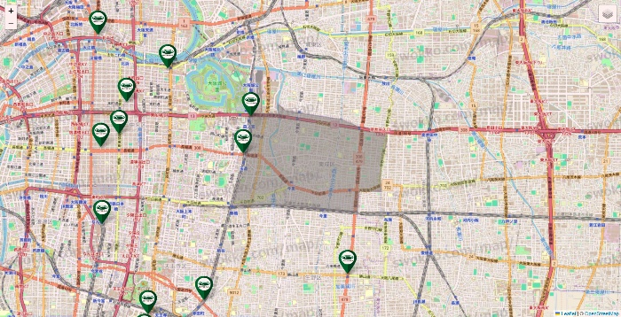 大阪府の珈琲館の店舗地図