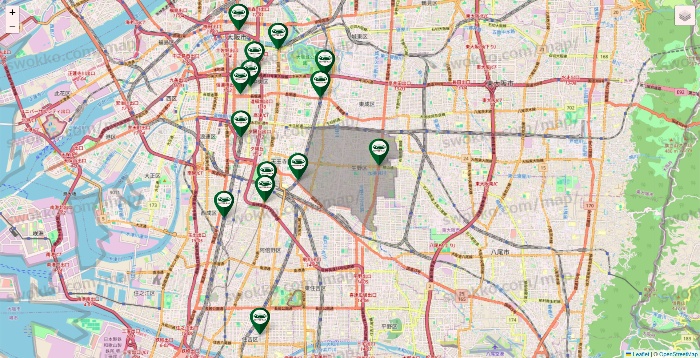 大阪府の珈琲館の店舗地図