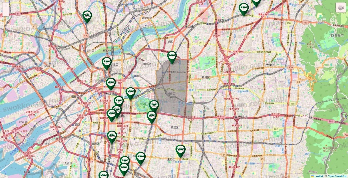 大阪府の珈琲館の店舗地図