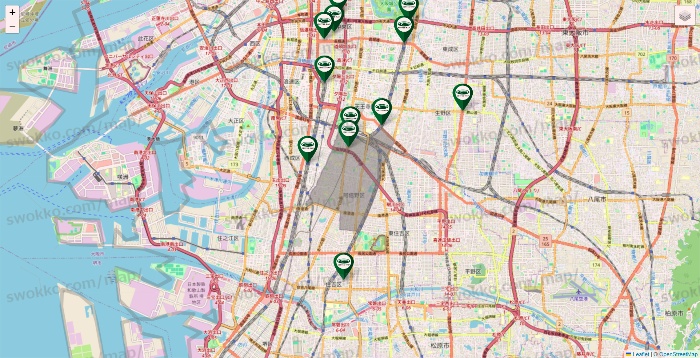 大阪府の珈琲館の店舗地図