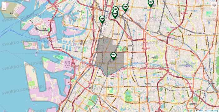 大阪府の珈琲館の店舗地図
