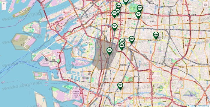 大阪府の珈琲館の店舗地図