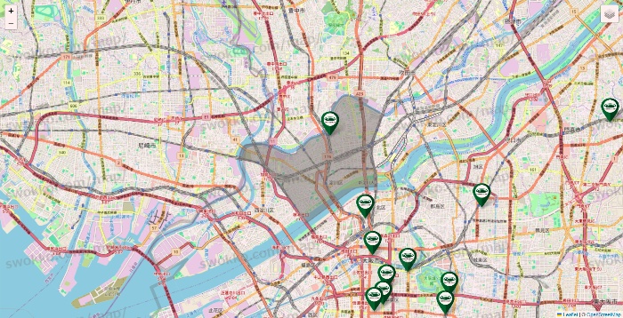 大阪府の珈琲館の店舗地図