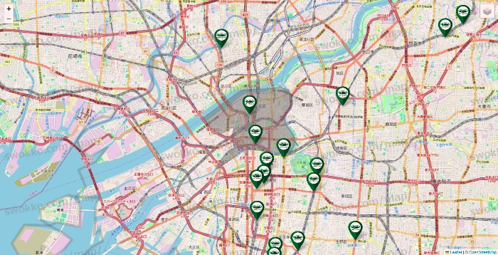 大阪府の珈琲館の店舗地図