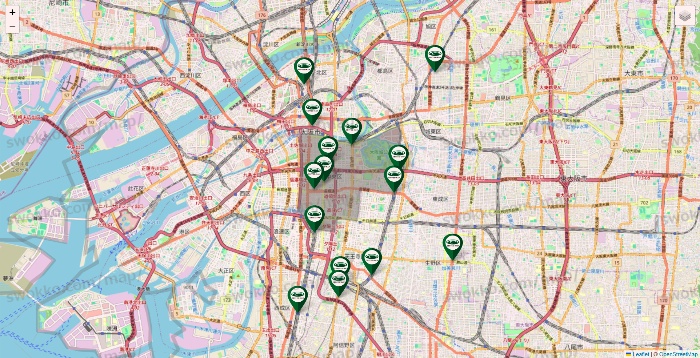 大阪府の珈琲館の店舗地図