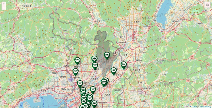 大阪府の珈琲館の店舗地図