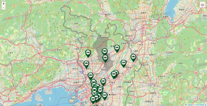 大阪府の珈琲館の店舗地図