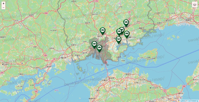 岡山県の珈琲館の店舗地図