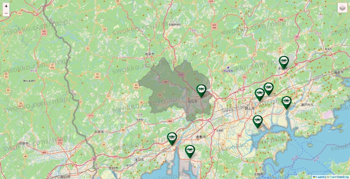 岡山県の珈琲館の店舗地図