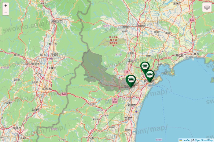 宮城県の珈琲館の店舗地図
