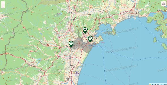宮城県の珈琲館の店舗地図