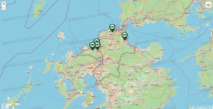福岡県の珈琲館の店舗地図