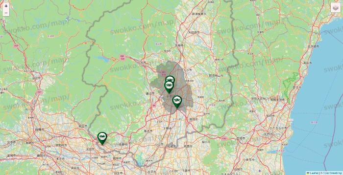 栃木県の珈琲館の店舗地図