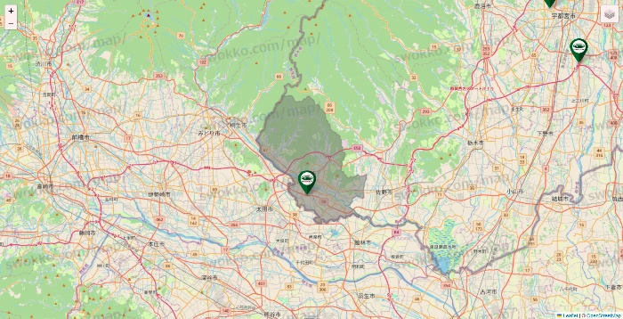 栃木県の珈琲館の店舗地図