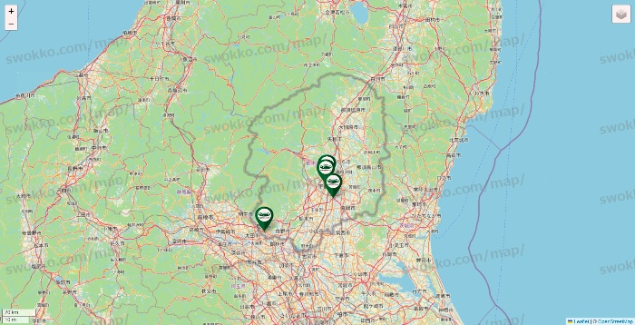 栃木県の珈琲館の店舗地図
