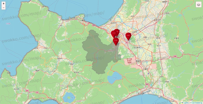 北海道のコナミスポーツクラブの店舗地図