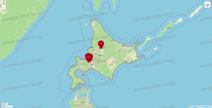 北海道のコナミスポーツクラブの店舗地図