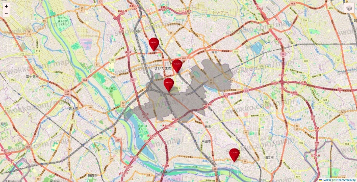 埼玉県のコナミスポーツクラブの店舗地図