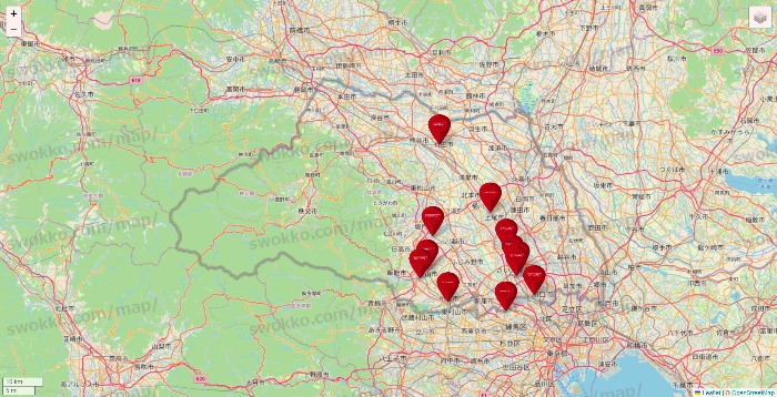 埼玉県のコナミスポーツクラブの店舗地図