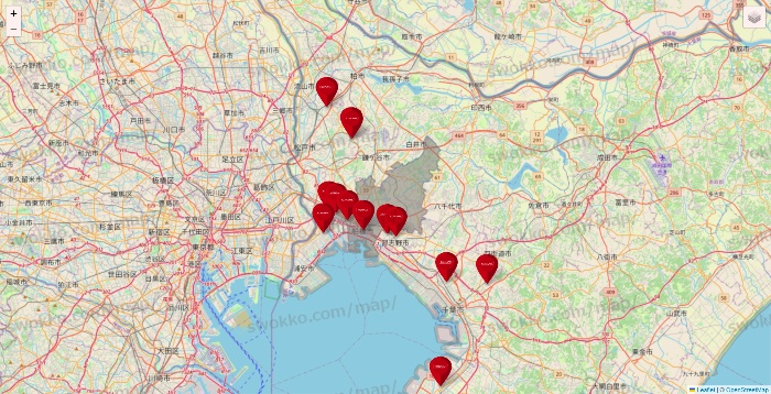 千葉県のコナミスポーツクラブの店舗地図