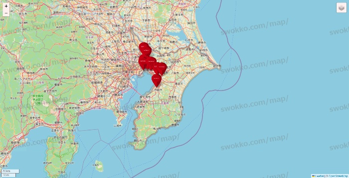 千葉県のコナミスポーツクラブの店舗地図