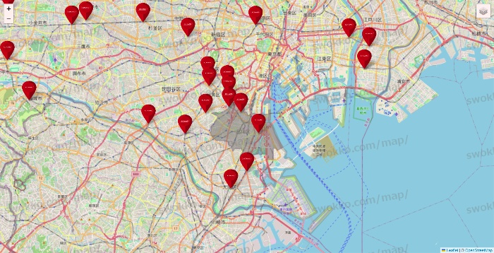 東京都のコナミスポーツクラブの店舗地図