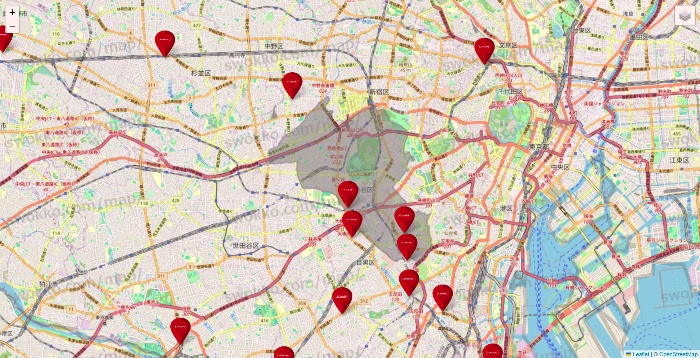 東京都のコナミスポーツクラブの店舗地図