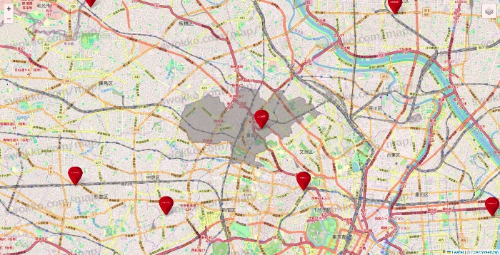 東京都のコナミスポーツクラブの店舗地図