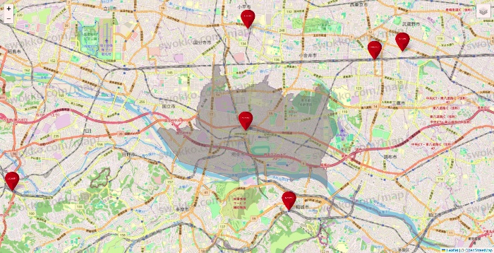 東京都のコナミスポーツクラブの店舗地図