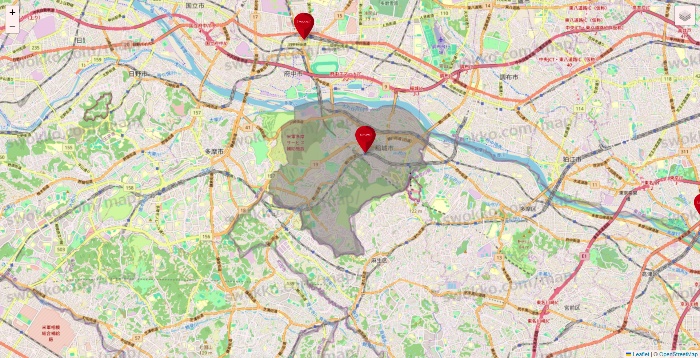 東京都のコナミスポーツクラブの店舗地図