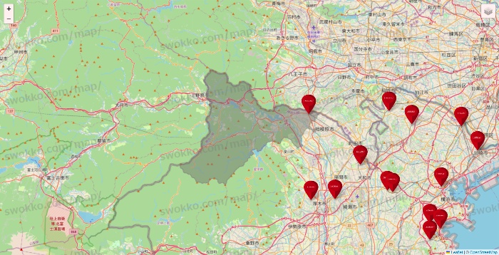 神奈川県のコナミスポーツクラブの店舗地図