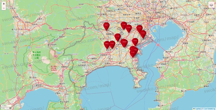 神奈川県のコナミスポーツクラブの店舗地図