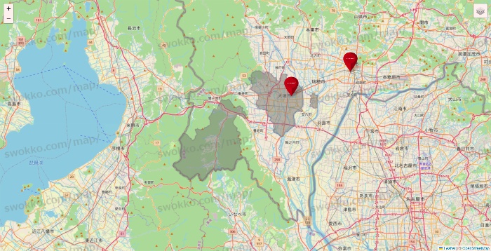 岐阜県のコナミスポーツクラブの店舗地図